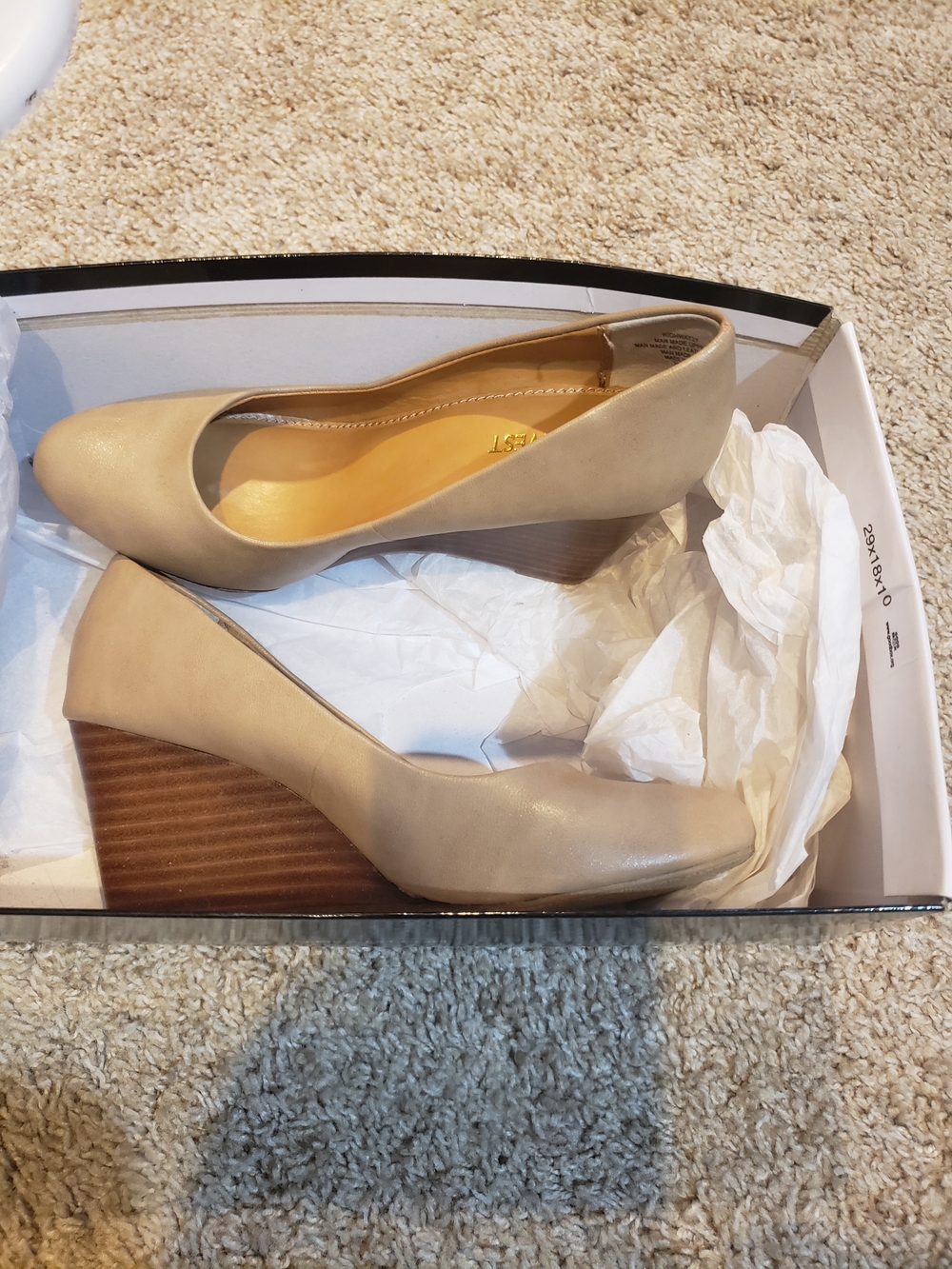 Nine West Beige Wedge Pumps
